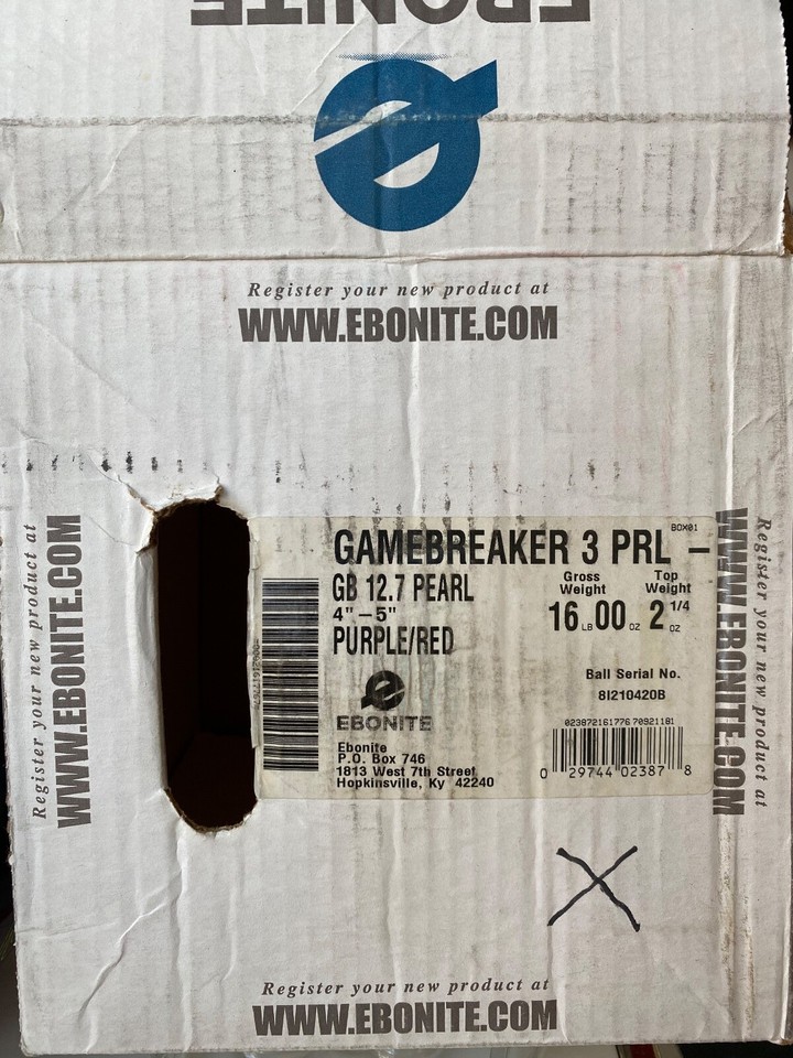Ebonite Gamebreaker 3 GB3 PEARL 1st quality NIB Bowling Ball 16 lbs NEW