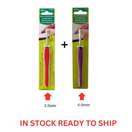 2 x Clover Amour Crochet Hooks Ergonomic Grip - 3.5, 4.0 mm - Picture 1 of 1