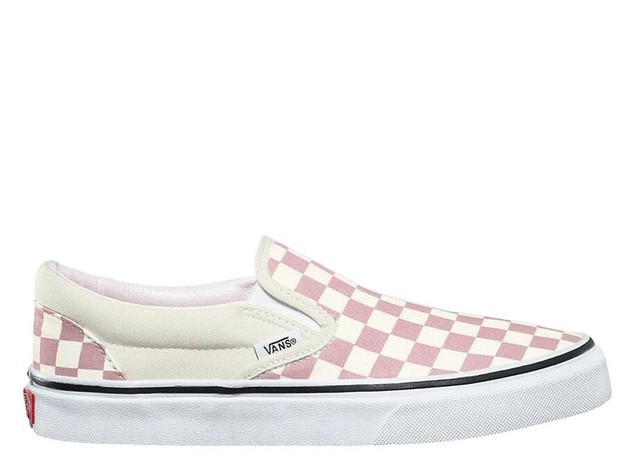 vans checkered slip on pink
