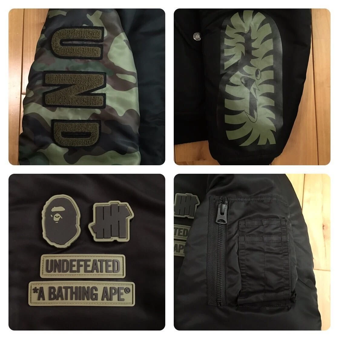 BAPE × undefeated shark MA-1 bomber jacket Black A Bathing Ape Size M