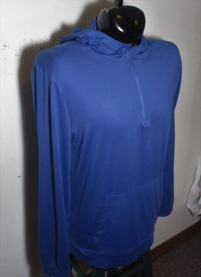 LAYER 8 Blue Stretch Long Sleeve 1/2 Zip Compression Hoodie Size L - Image 3 of 4