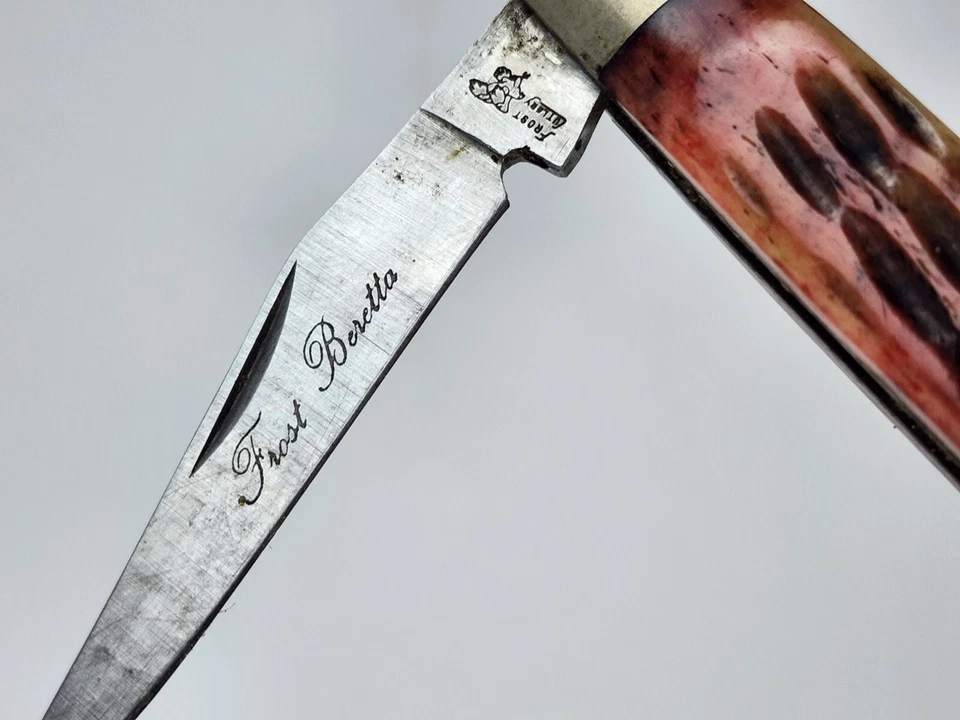 Faca poket vintage Frost Cutlery Beretta cabo de veado 2 lâminas tamanho pequeno - Imagem 3 de 4