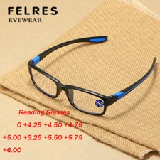 High Strength Fashion Reading Glasses For Men Square Eyeglasses 0 +4.25 To +6.00