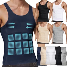 MEN'S SLIMMING BODY SHAPER BELLY CHEST COMPRESSION VEST GIRDLE SHIRT TANK TOP