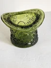 Fenton Daisy And Button Avocado Green Glass Top Hat Vintage 3.5”