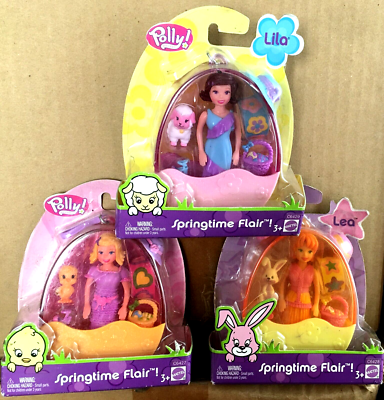 Polly Pocket Easter Egg basket Bunny Clip Carry SPRINGTIME FLAIR