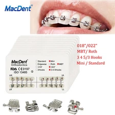Dental Orthodontic Metal Brackets Braces Mini/Standard Roth/MBT 022/018 MacDent