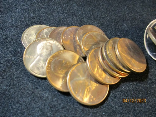 1948-S 1/2 ROLL LINCOLN CENT HIGH GRADE GEM BU RED 25 COINS    MMM