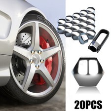 Cubierta de perno de tuerca de 20 piezas cubierta de perno de tuerca de rueda cromada plateada para universal de 17 mm