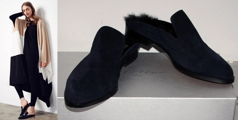 ROBERT CLERGERIE ALICE CAMURÇA E PELE SLIP-ON MULES EUA 6/UE 36 1/2 US$ 550 FEITO NA FRANÇA