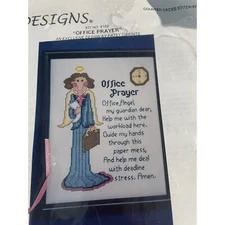 CJ Designs Office Prayer Counted Cross Stitch Kit 8109 Angel New