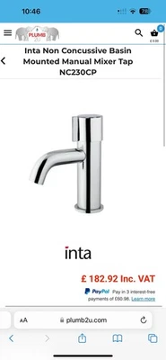 Inta Non Concussive Basin Mounted Manual Mixer Tap NC230CP