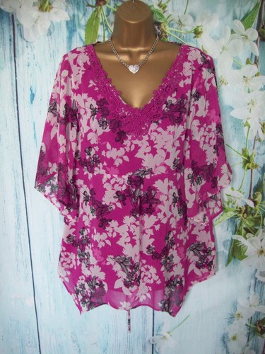 M&S TOP SIZE 14, Per Una Pink Floral Kimono Summer holiday Floaty Blouse Tunic - Picture 2 of 11