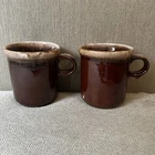 Vintage McCoy Pottery USA Brown Drip Glaze Coffee Mug 1412 O Handle lot of 2