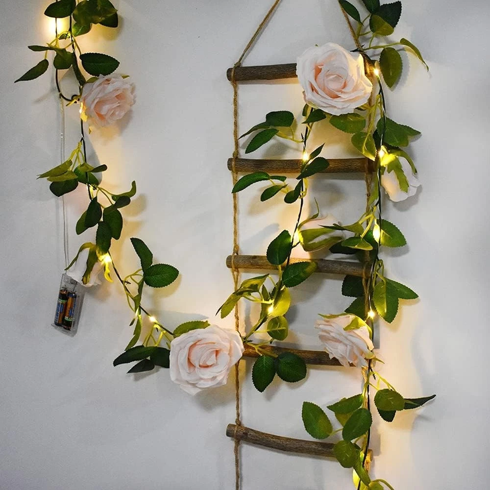 Colorful Rose Fairy String Lights 2M Artificial Flower Garland with LED Copper