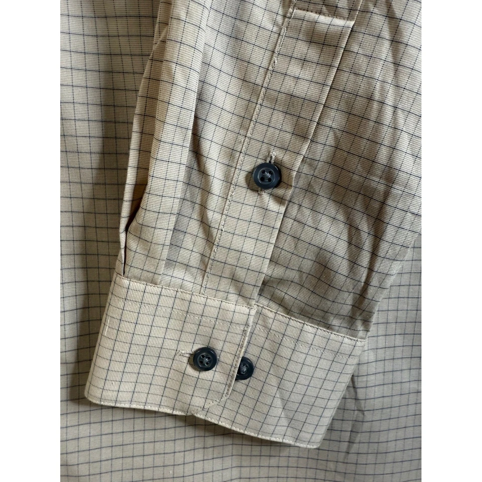 Camisa de vestir Alfani para hombre 16-16 1/2 32/33 tostada a cuadros manga larga ajuste regular nueva con etiquetas Foto 3 de 4