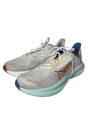 HOKA ONE ONE Mach 6 Running Shoes Mens Size 10.5 White Blue Mint Red Lightweight