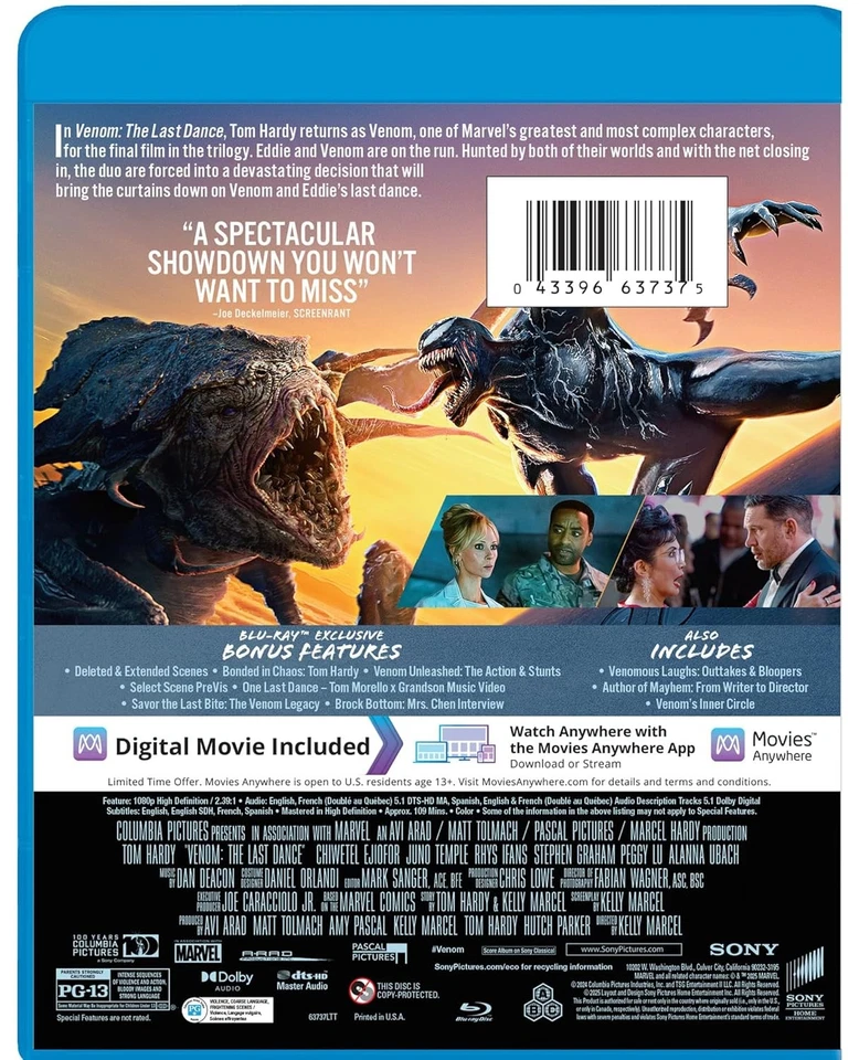 Venom: The Last Dance (Blu-ray + Digital ) New - Image 2 of 3