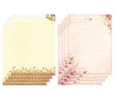 50 PCS Writing Stationery Paper Floral Lined Letterhead 11.7x8.26 Inch Set
