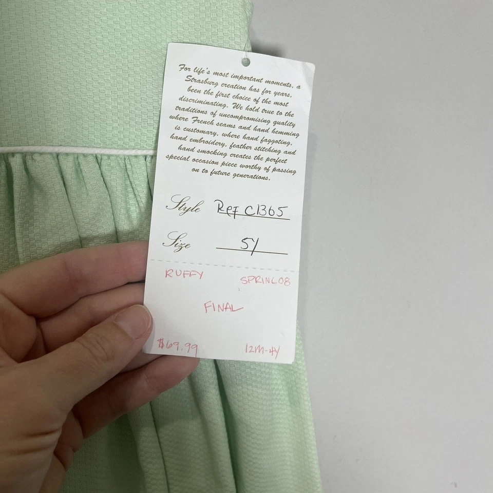 Vestido Strasburg Niñas 5Y Verde Bordado Floral Conejito Sin Mangas Pastel Corbata Foto 4 de 4