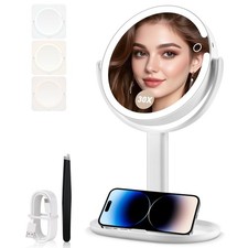 MIYADIVA Makeup Mirror with Lights, 30X Magnifying Mirror with 2-Sided Switch...