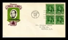 US COVER WASHINGTON IRVING FAMOUS AMERICANS FDC BLOCK OF 4 TORKEL GUNDEL