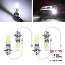 Car H3 LED Fog Lights, 12V 5050-12SMD 6000K Super Bright Anti 4 PCS White H3