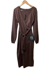 Lulus Women's Harlan Midi Sweater Dress Long Sleeve V-Neck Wrap Style Size XL