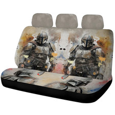 The Mandalorian Movie Theme Print Car Back Seat Cover Set With Foaming The Mandalorian Movie Theme Print Car Back Seat Cover Set With Foaming