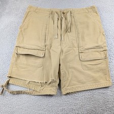 VTG Y2K Abercrombie Fitch Cargo Shorts Mens XL Tan Twill Distressed Paratrooper