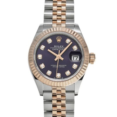 ROLEX Datejust Lady 28 279171G Auberzine/diamond WATCH 734916