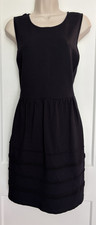 J Crew Dress 8 LBD Little Black Dress Size 8 Horizontal Pleats Full Skirt