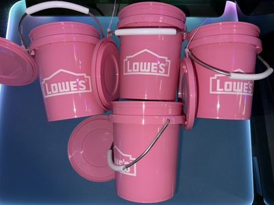 #ad #ad Lot Of 4 Lowes Mini Pink Bucket With Lids $25.00