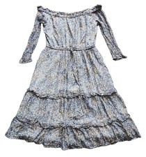 Anthropologie Kira Off-The-Shoulder Peasant Dress Blue Floral Size 2