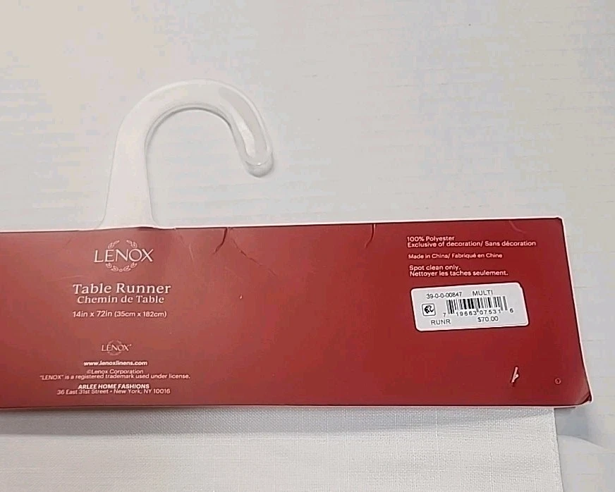 Lenox Bayberry Tree 14" x 72" Table Runner Christmas Tree NEW - Image 2 of 4