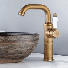 Antique Brass Bathroom Vessel Faucet Single Handle Kitchen Sink Faucet Mixer Tap