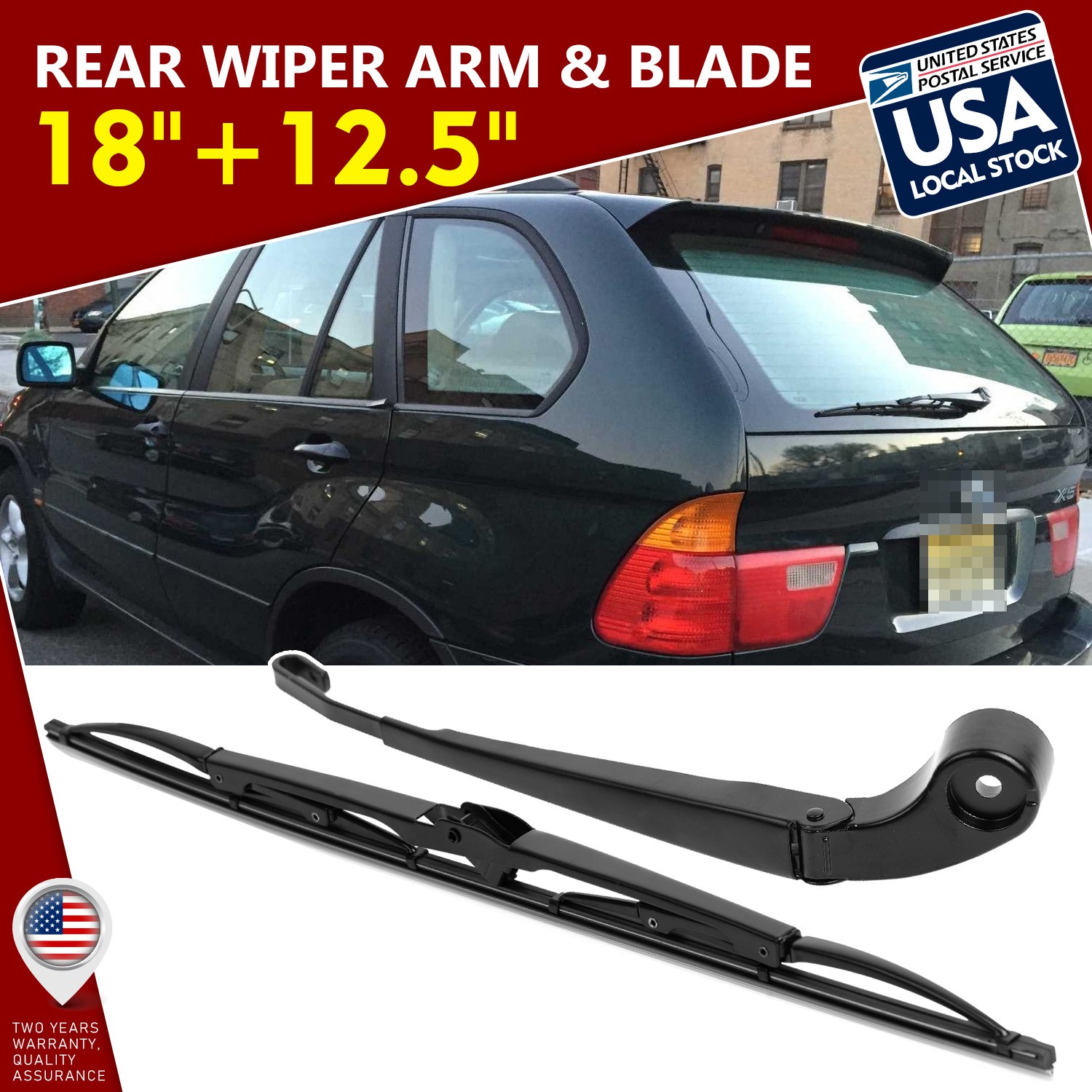 Easy Installation & waterproof 18''+12.5'' Windshield Rear Wiper Arm & Blade Set
