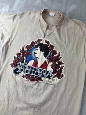 Vintage 80s Santana Shirt Mens S/M 1979 Band Tour Roses Graphic Tee T-Shirt