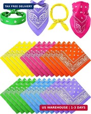Unittype 36 Pieces Paisley Bandana Novelty Headband Square Scarf Cowboy Bandanas