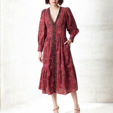 Sam Edelman Boho Ramsey Button Front Dress Size Small Dark Romantic Medieval