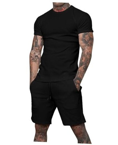 Mens Short Sets 2 Piece Outfits Fashion Summer Tracksuits Casual Shirt and