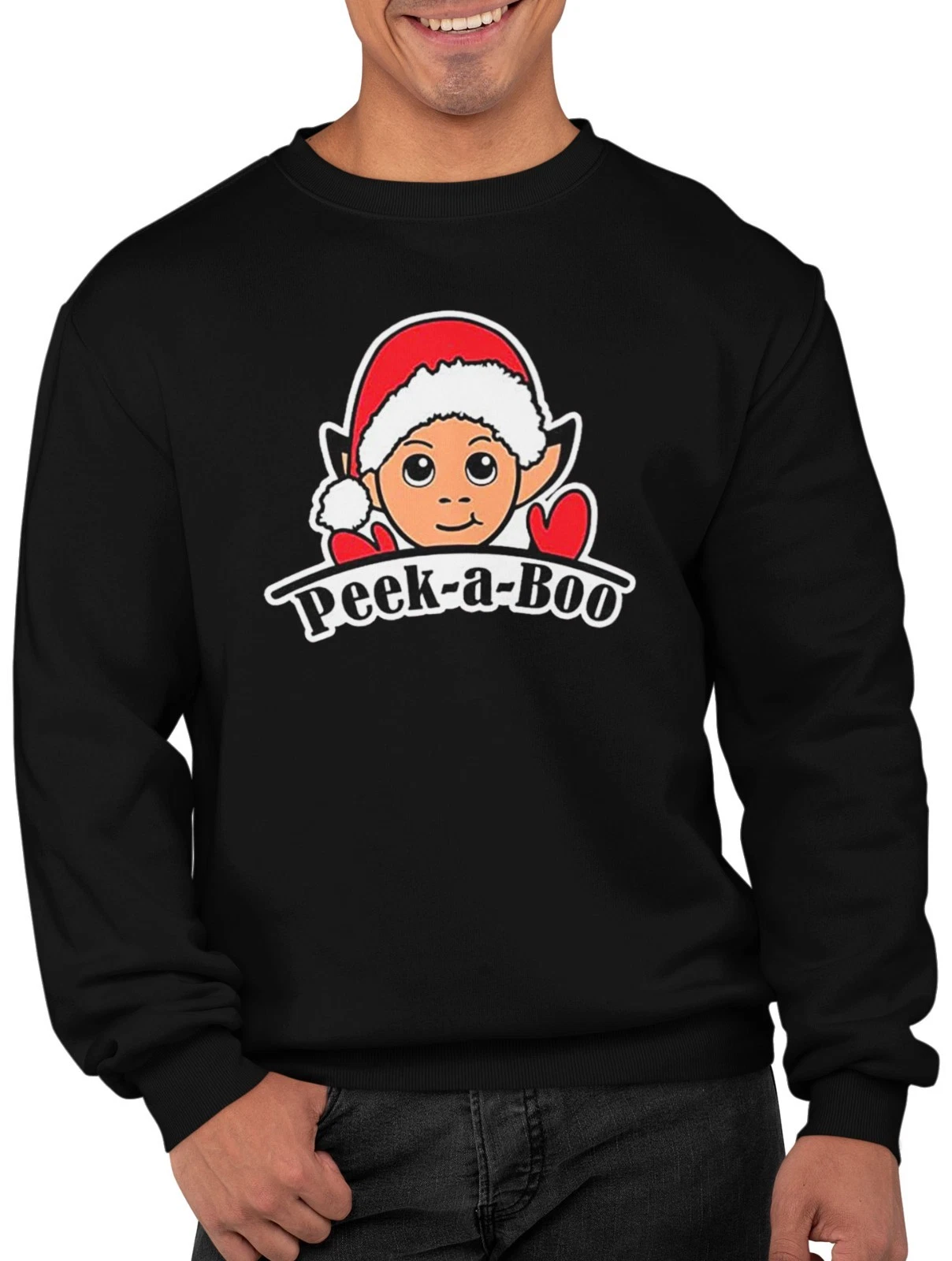 Pee Ka Boo Santa Jumper Funny Xmas Sweater Unisex Kids Adults Gift