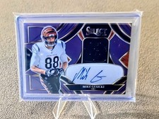 2025 Panini Select Football Mike Gesicki SME-MGI Purple Prizm Auto Relic #d /49