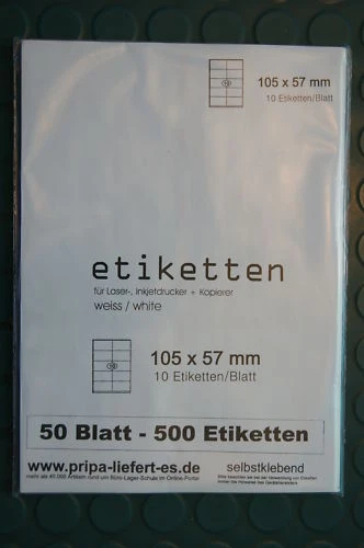 500 Étiquettes 105x57mm/A4 Compatible Nombreux des Autocollant 3425 - Pripa