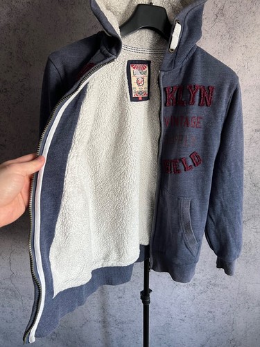 Y2K Fur Full Zip Hoodie 2000s Blue Sun-Faded Herren Gr. XS Hype - Bild 4 von 21