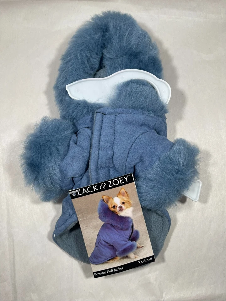 Jaqueta de cachorro Zack & Zoey em pó puff azul esfumaçado aconchegante casaco quente para animais de estimação desgaste de inverno XXS - Imagem 3 de 4