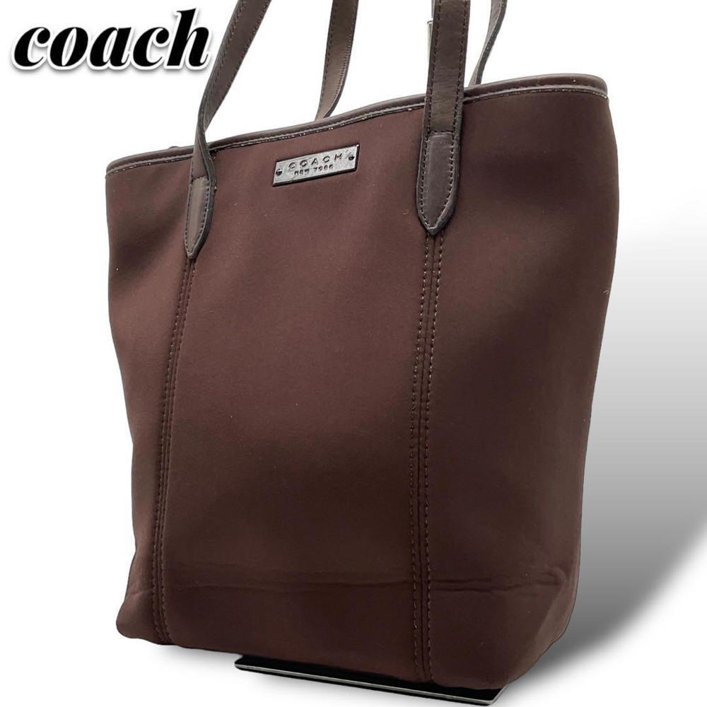 C-1 Coach Tote Bag Bonded Urethane Shoulder Brown