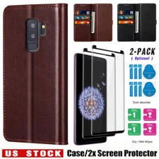 For Samsung Galaxy S9/S9+ Case Shockproof Leather Wallet Cover Screen Protector
