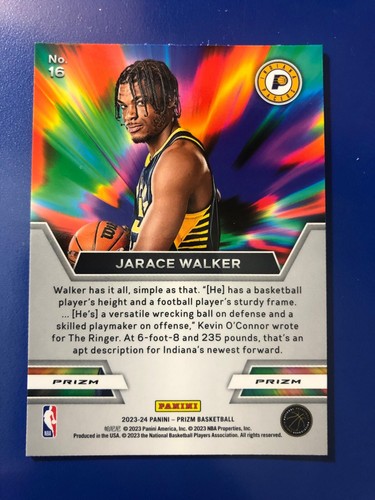 2023-24 Prizm Silver Prizm Parallel Instant Impact Jarace Walker Pacers - Picture 2 of 2