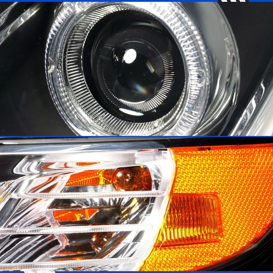 For 2010 2011 2012 2013 Kia Forte LED Halos Bar Black Headlights Left+Right Set - Image 3 of 4